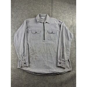 VTG Five Brother Stripe 1/2 Zip Work Mechanic Shirt 90s Men XL Thrashed Workwear